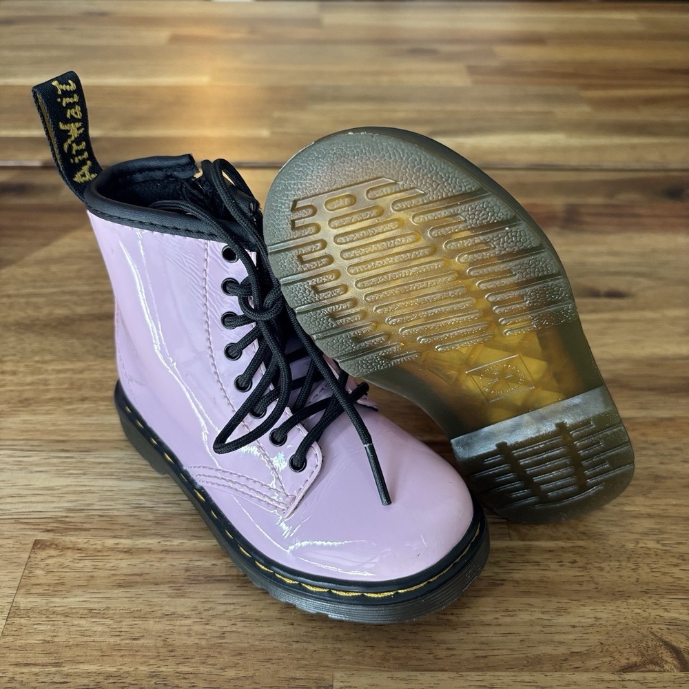 Dr. Martens 1460 Toddler Boots Pink Patent Leather Size 7 US Side Zip NO INSOLES